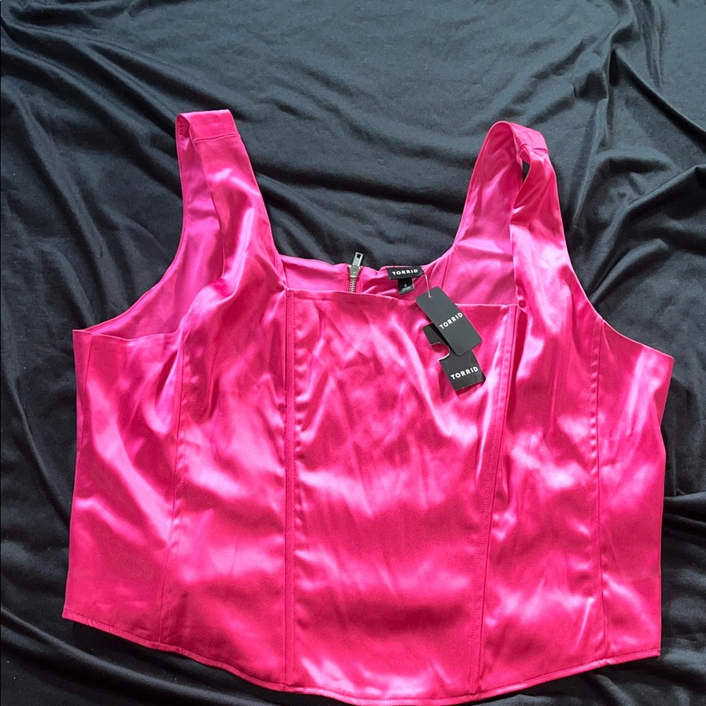Torrid Fuchsia Satin Crop Top